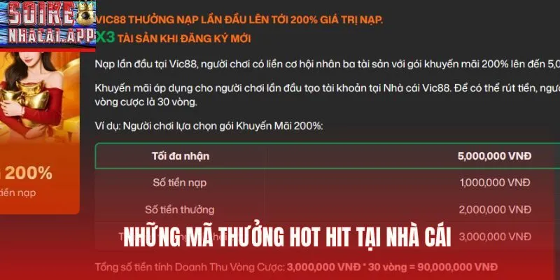Những mã thưởng hot hit tại nhà cái